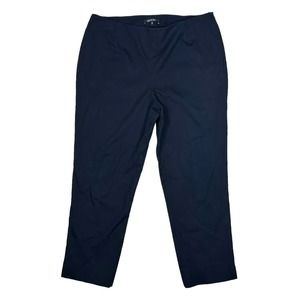 Lafayette 148 NY Size 12 Lexington Ankle Pants Side Zip Cropped Navy Blue Office